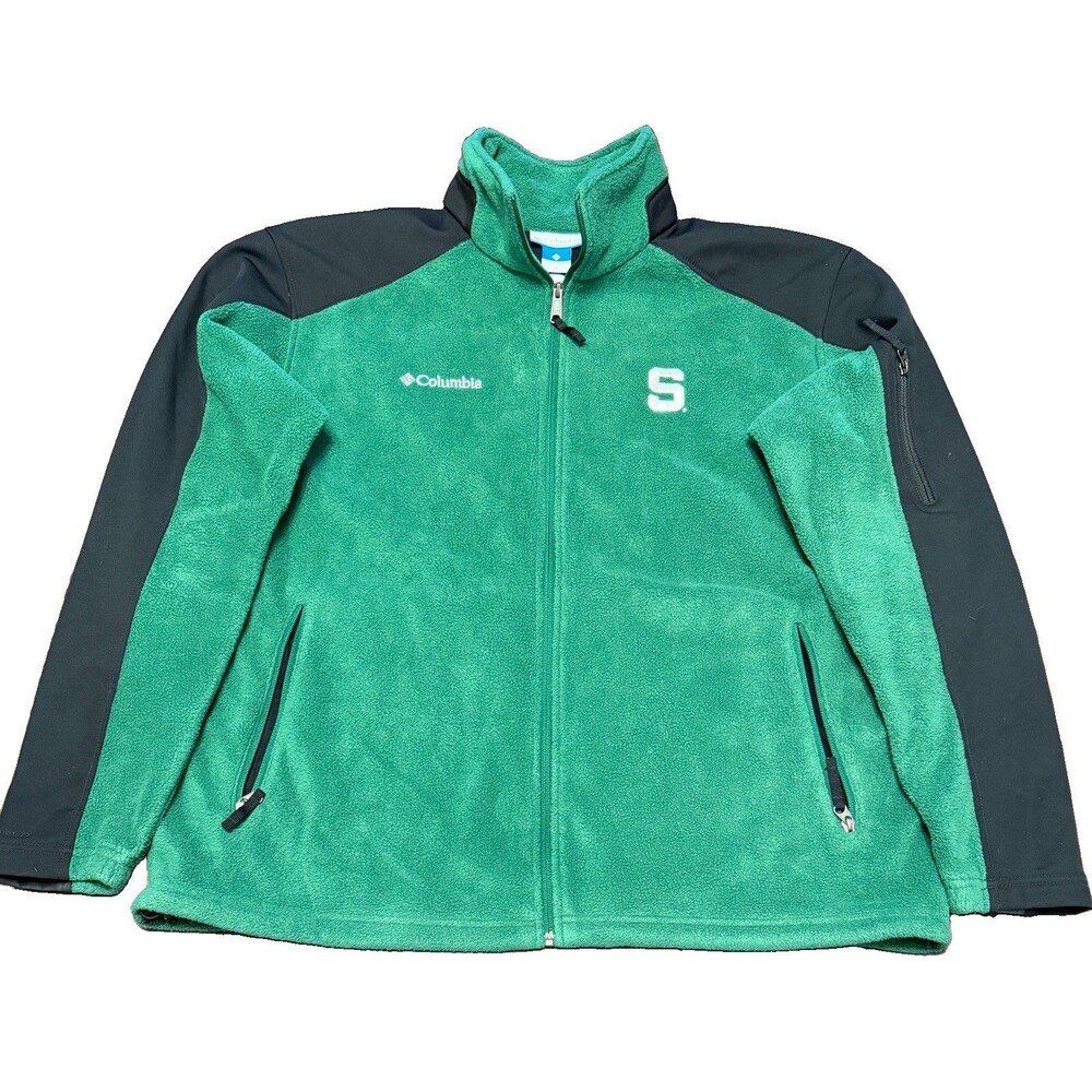 VTG Michigan State Spartans Columbia Fleece Jacket Mens XL Full-Zip, Embroidered